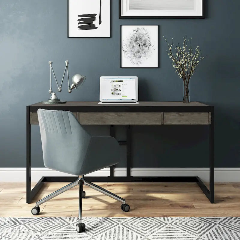 Bureau industriel individuel – Bois d'acacia et cadre en métal, plusieurs coloris