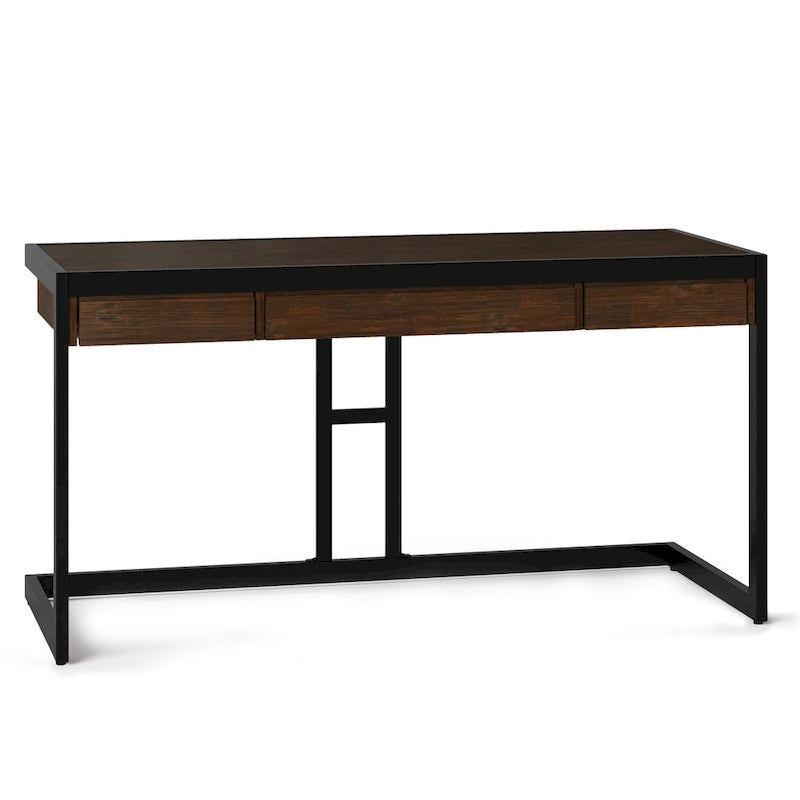 Bureau industriel individuel – Bois d'acacia et cadre en métal, plusieurs coloris