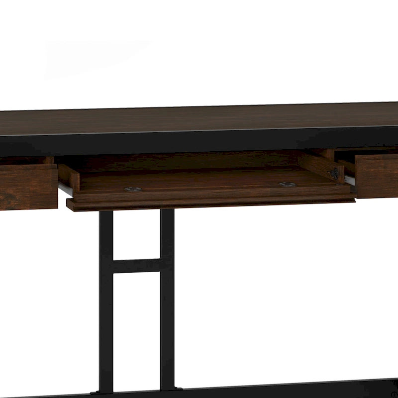 Bureau industriel individuel – Bois d'acacia et cadre en métal, plusieurs coloris