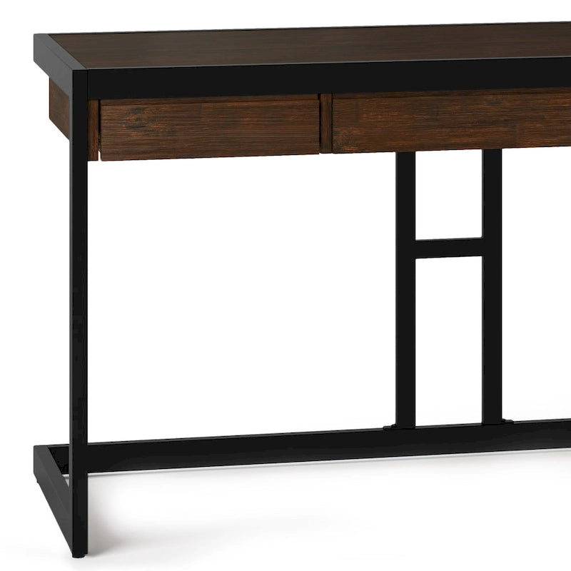 Bureau industriel individuel – Bois d'acacia et cadre en métal, plusieurs coloris