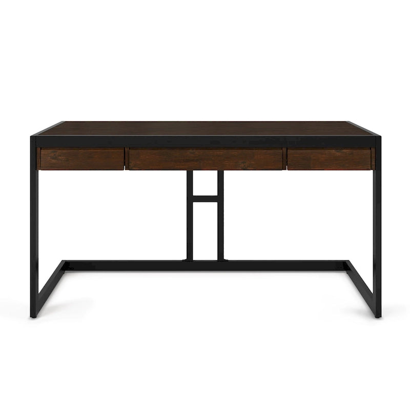 Bureau industriel individuel – Bois d'acacia et cadre en métal, plusieurs coloris