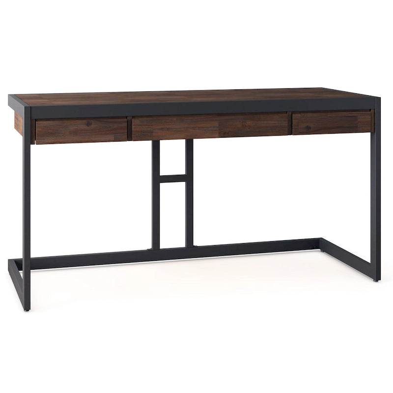 Bureau industriel individuel – Bois d'acacia et cadre en métal, plusieurs coloris