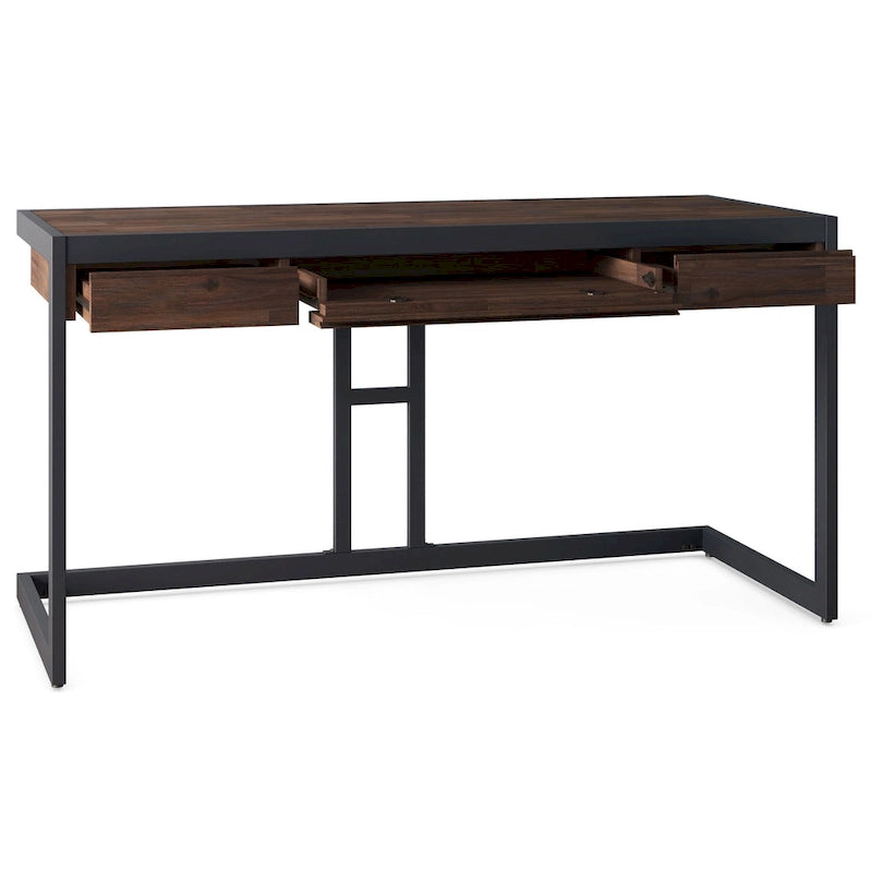 Bureau industriel individuel – Bois d'acacia et cadre en métal, plusieurs coloris