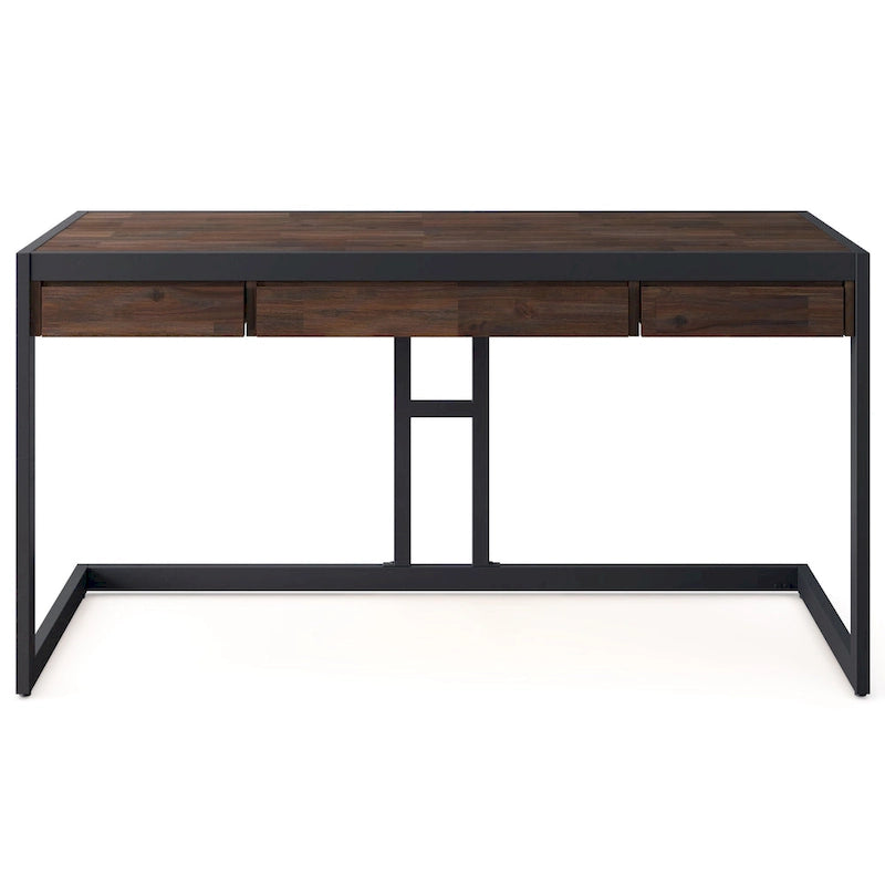 Bureau industriel individuel – Bois d'acacia et cadre en métal, plusieurs coloris