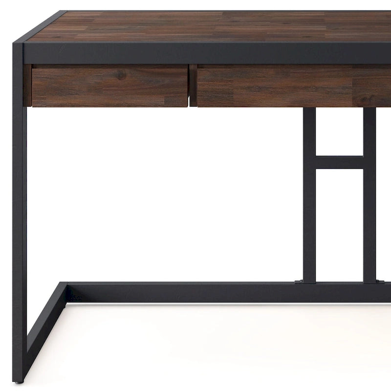 Bureau industriel individuel – Bois d'acacia et cadre en métal, plusieurs coloris