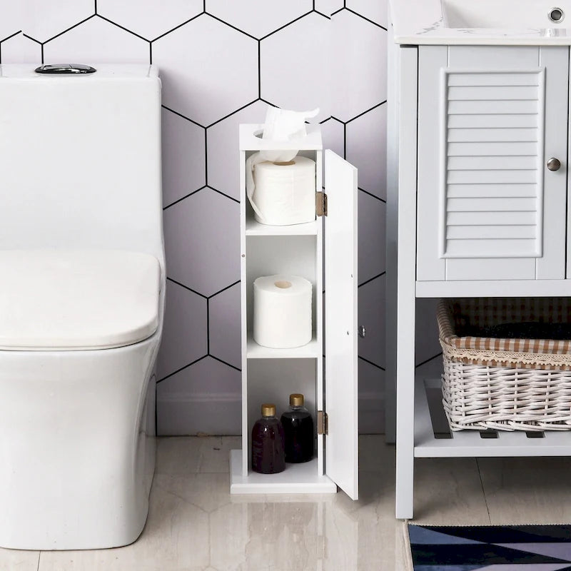Meuble de rangement de salle de bain blanc mat, 1 porte