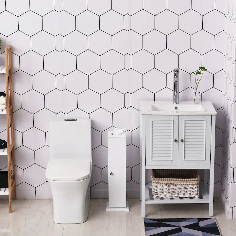 Meuble de rangement de salle de bain blanc mat, 1 porte