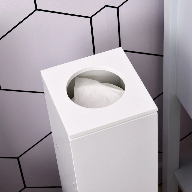 Meuble de rangement de salle de bain blanc mat, 1 porte