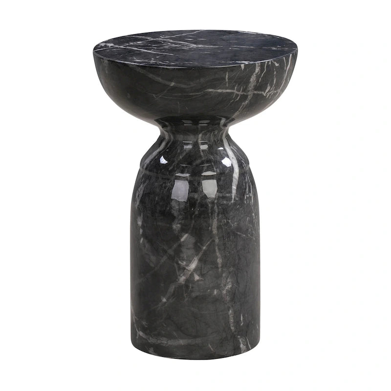 Table d'appoint ronde en marbre noir pour 1 personne