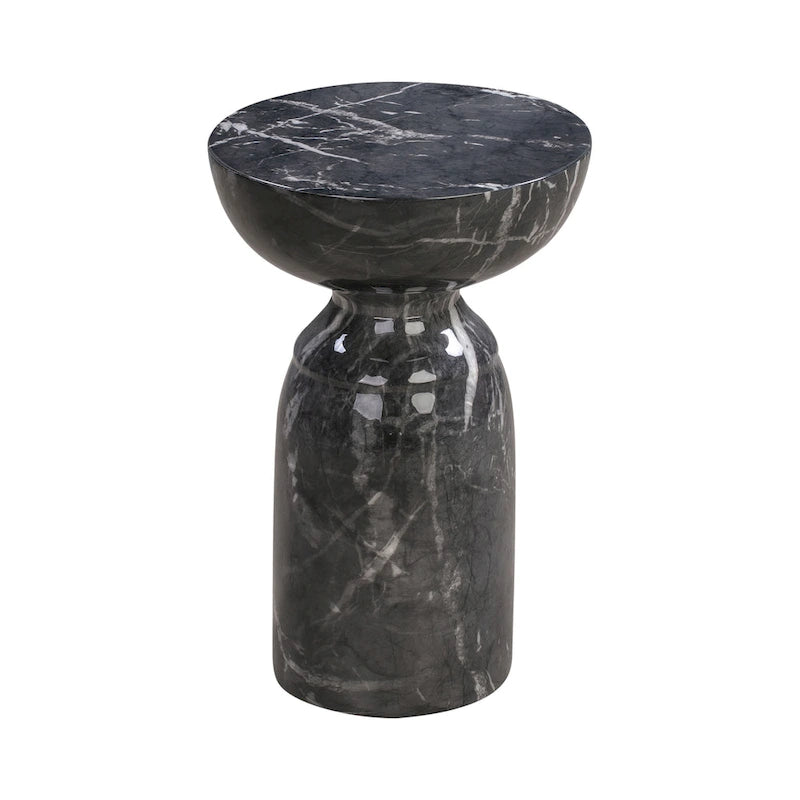 Table d'appoint ronde en marbre noir pour 1 personne