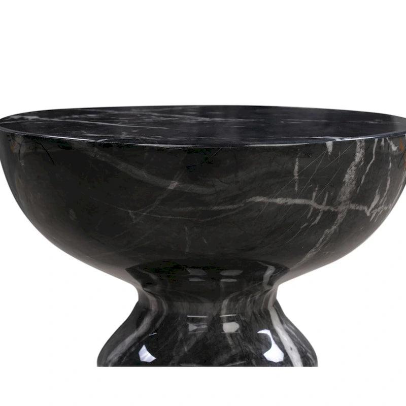 Table d'appoint ronde en marbre noir pour 1 personne