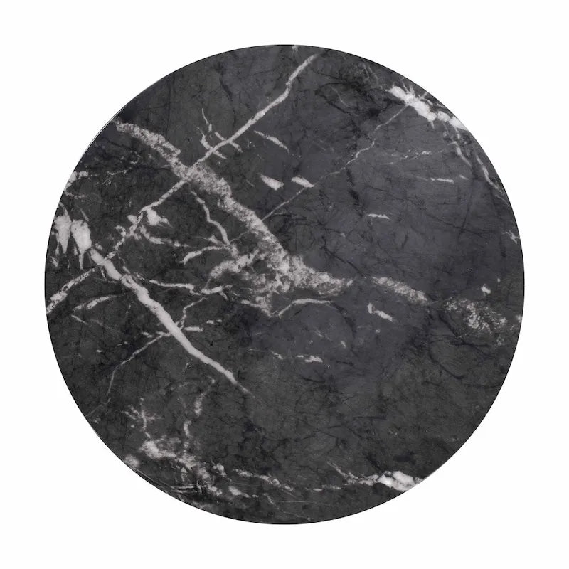 Table d'appoint ronde en marbre noir pour 1 personne