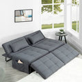 Pouf convertible 4-en-1, Lin, Gris / Crème / Blanc / Noir, Unité et Lot de 2