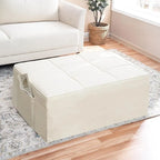 Pouf convertible 4-en-1, Lin, Gris / Crème / Blanc / Noir, Unité et Lot de 2