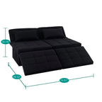 Pouf convertible 4-en-1, Lin, Gris / Crème / Blanc / Noir, Unité et Lot de 2