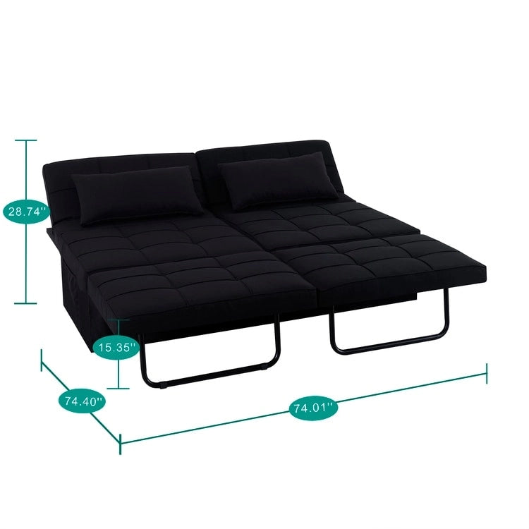 Pouf convertible 4-en-1, Lin, Gris / Crème / Blanc / Noir, Unité et Lot de 2