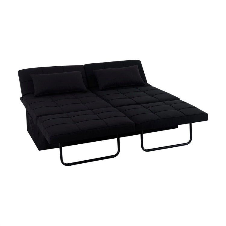 Pouf convertible 4-en-1, Lin, Gris / Crème / Blanc / Noir, Unité et Lot de 2