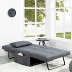 Pouf convertible 4-en-1, Lin, Gris / Crème / Blanc / Noir, Unité et Lot de 2
