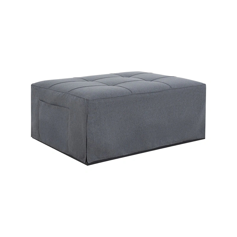Pouf convertible 4-en-1, Lin, Gris / Crème / Blanc / Noir, Unité et Lot de 2