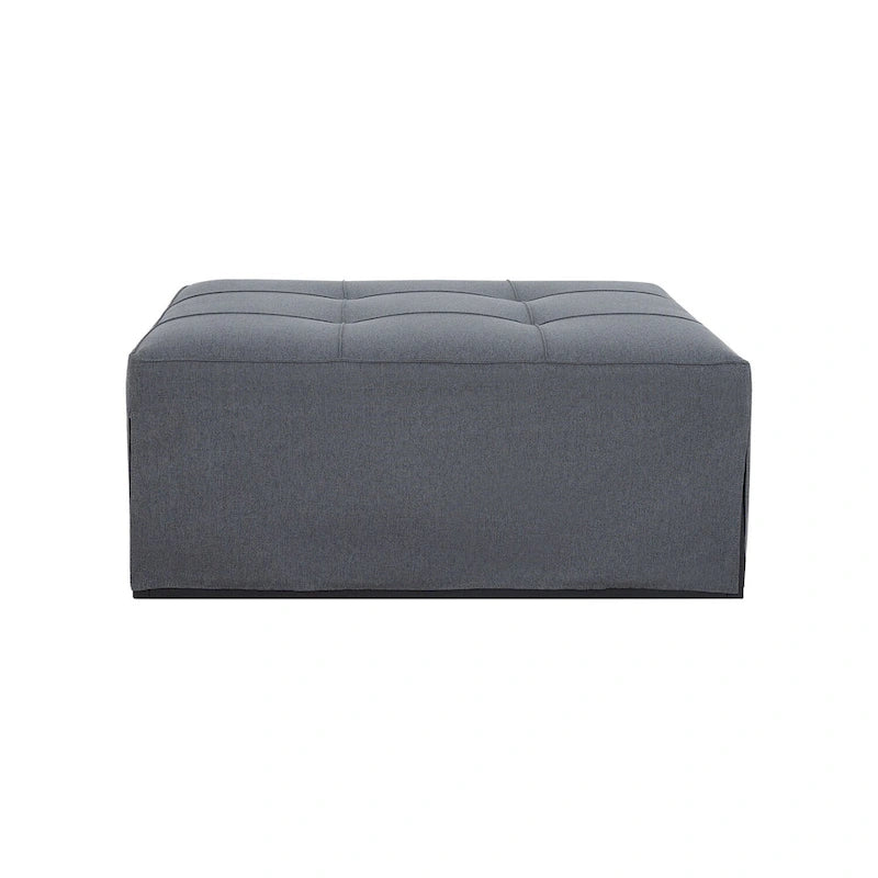 Pouf convertible 4-en-1, Lin, Gris / Crème / Blanc / Noir, Unité et Lot de 2