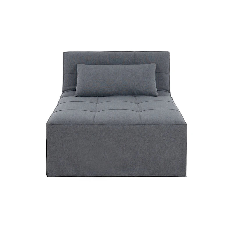 Pouf convertible 4-en-1, Lin, Gris / Crème / Blanc / Noir, Unité et Lot de 2