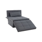 Pouf convertible 4-en-1, Lin, Gris / Crème / Blanc / Noir, Unité et Lot de 2