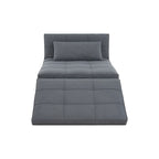 Pouf convertible 4-en-1, Lin, Gris / Crème / Blanc / Noir, Unité et Lot de 2
