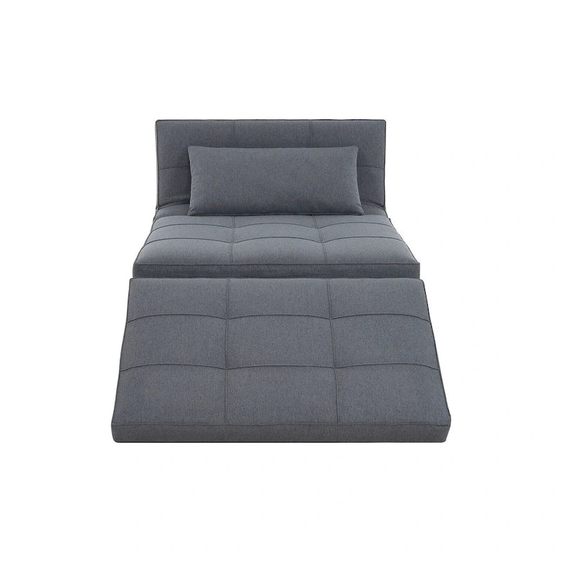 Pouf convertible 4-en-1, Lin, Gris / Crème / Blanc / Noir, Unité et Lot de 2