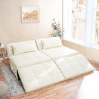 Pouf convertible 4-en-1, Lin, Gris / Crème / Blanc / Noir, Unité et Lot de 2