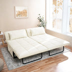 Pouf convertible 4-en-1, Lin, Gris / Crème / Blanc / Noir, Unité et Lot de 2