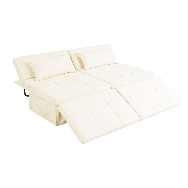 Pouf convertible 4-en-1, Lin, Gris / Crème / Blanc / Noir, Unité et Lot de 2