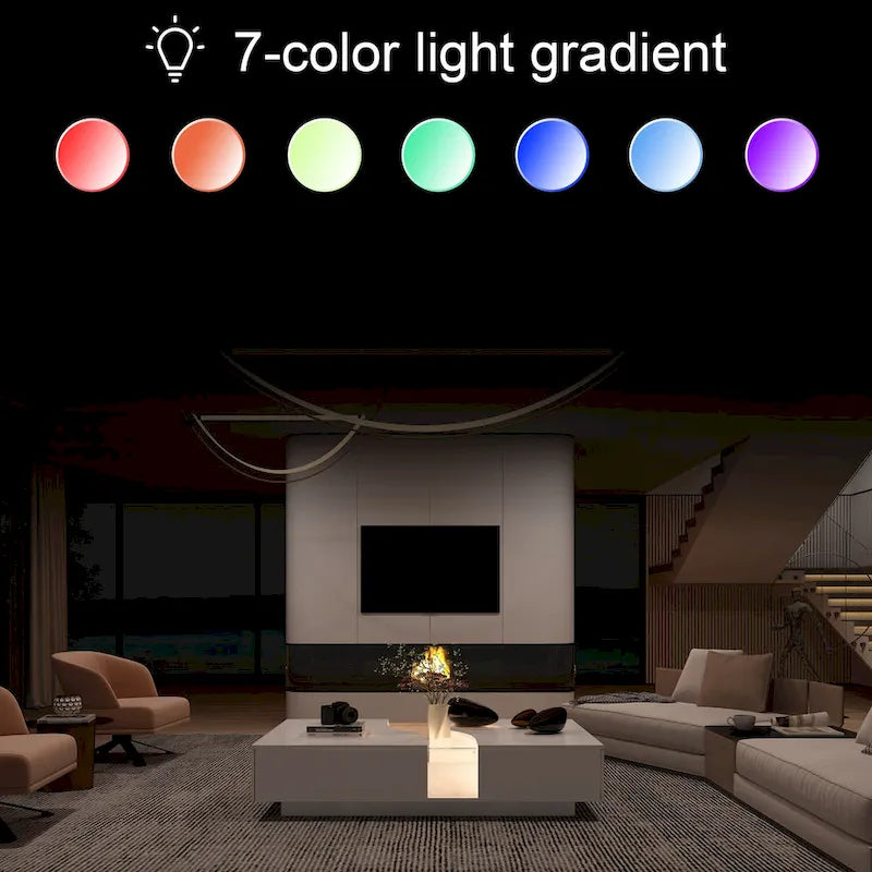 Table Basse Blanche 2 Tiroirs avec Éclairage LED 7 Couleurs – 55.1W