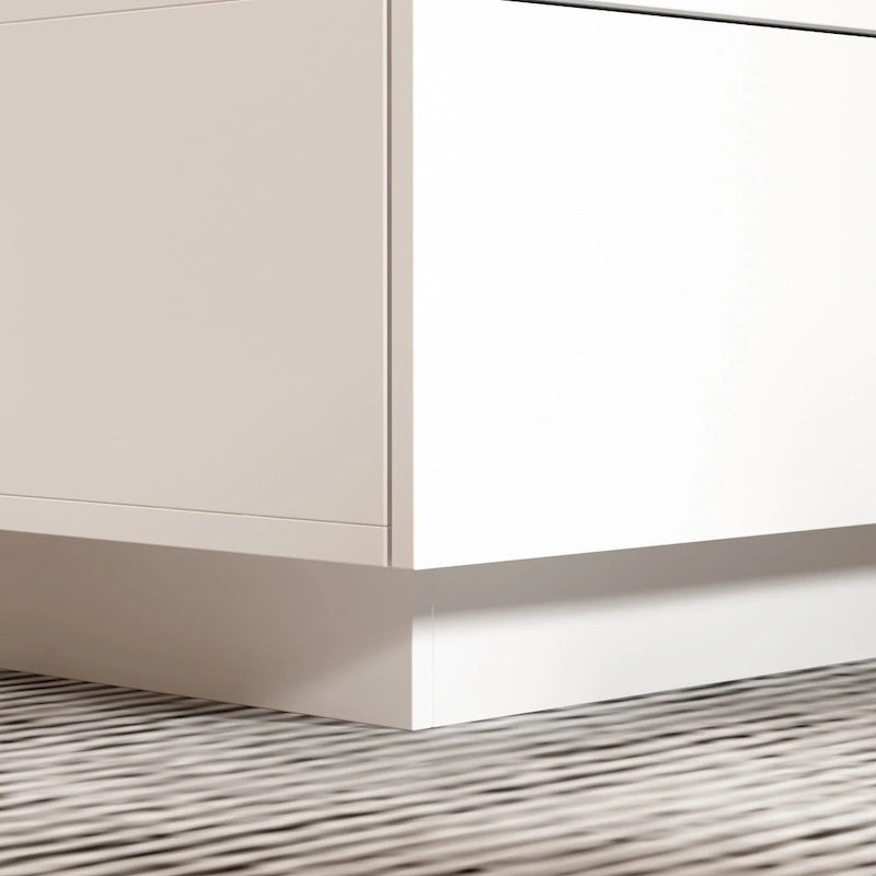 Table Basse Blanche 2 Tiroirs avec Éclairage LED 7 Couleurs – 55.1W
