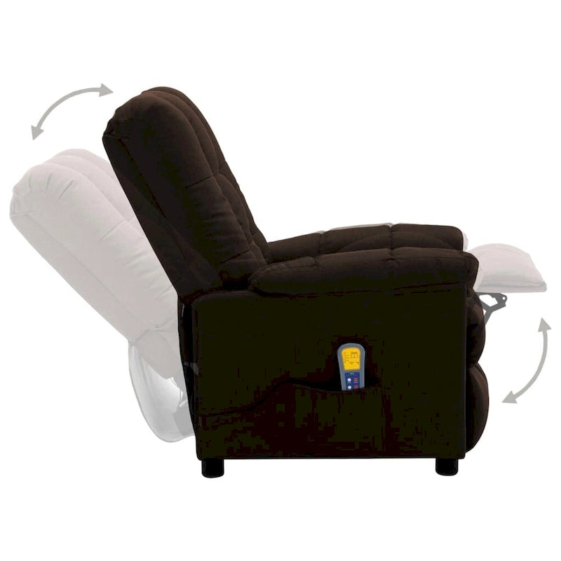 Fauteuil inclinable de massage en tissu marron, 1 place, 29,1" x 39" x 40,2"