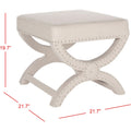 Banc ottoman à piétement en X – Rembourré en lin | Détails cloutés | 1 place | 7 coloris
