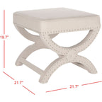 Banc ottoman à piétement en X – Rembourré en lin | Détails cloutés | 1 place | 7 coloris
