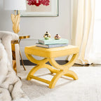 Banc ottoman à piétement en X – Rembourré en lin | Détails cloutés | 1 place | 7 coloris