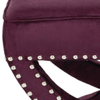 Banc ottoman à piétement en X – Rembourré en lin | Détails cloutés | 1 place | 7 coloris