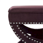 Banc ottoman à piétement en X – Rembourré en lin | Détails cloutés | 1 place | 7 coloris