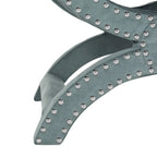 Banc ottoman à piétement en X – Rembourré en lin | Détails cloutés | 1 place | 7 coloris
