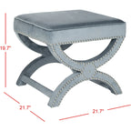 Banc ottoman à piétement en X – Rembourré en lin | Détails cloutés | 1 place | 7 coloris