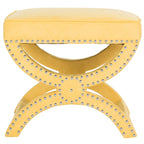 Banc ottoman à piétement en X – Rembourré en lin | Détails cloutés | 1 place | 7 coloris