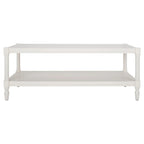 Table basse en pin blanc à pieds fuseau avec étagère inférieure