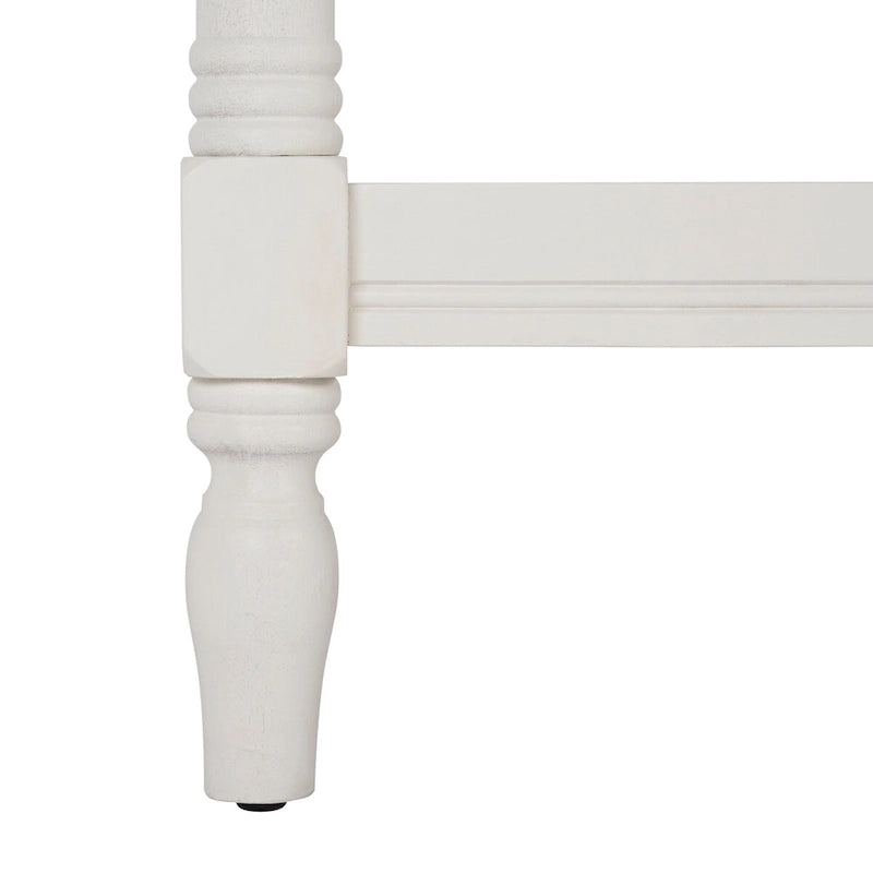 Table basse en pin blanc à pieds fuseau avec étagère inférieure