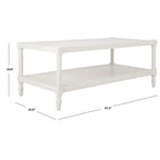 Table basse en pin blanc à pieds fuseau avec étagère inférieure