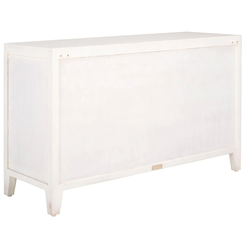 Meuble TV 2 portes 2 étagères en bois de manguier blanchi, 42"L x 15"P x 26"H