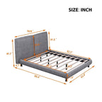 Lit plateforme capitonné beige/gris avec deux têtes de lit, pour 2 personnes
