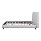 Lit plateforme capitonné beige/gris avec deux têtes de lit, pour 2 personnes