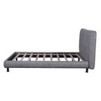 Lit plateforme capitonné beige/gris avec deux têtes de lit, pour 2 personnes