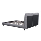 Lit plateforme capitonné beige/gris avec deux têtes de lit, pour 2 personnes